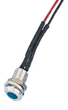 Oxley Blue Panel Mount Indicator, 3.6V, 6.4mm Mounting Hole Size, Lead Wires Termination, IP66