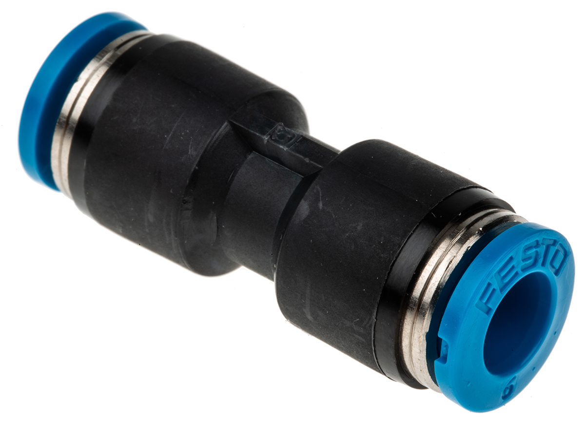 Festo QS Series Straight Tube-to-Tube Adaptor, Push In 6 mm to Push In 6 mm, Tube-to-Tube Connection Style, 153032