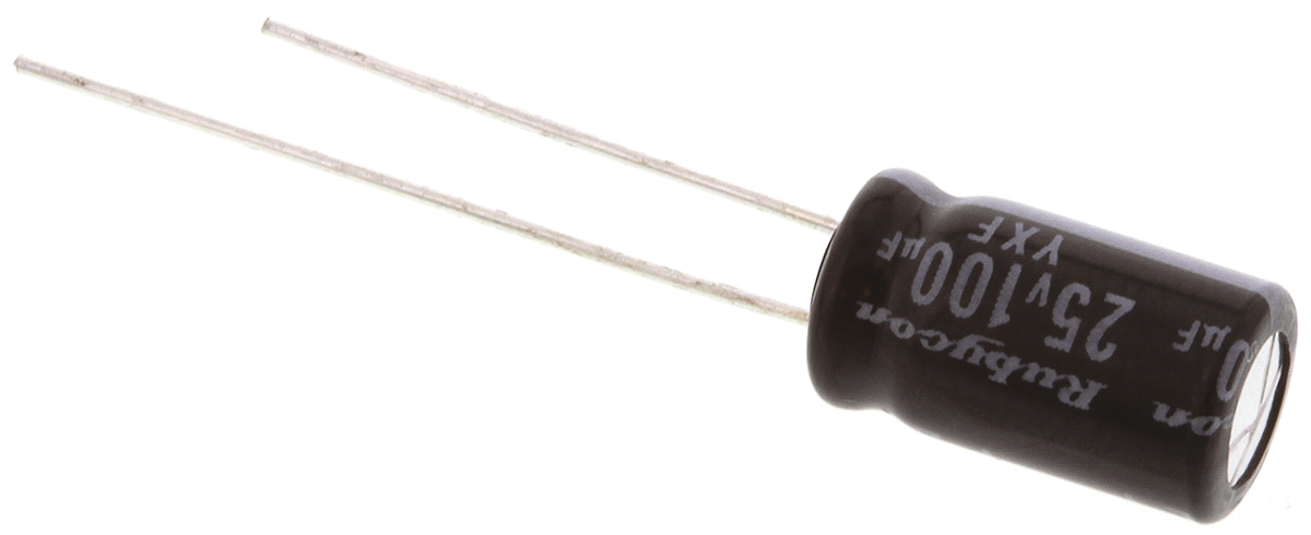 Rubycon 100μF Aluminium Electrolytic Capacitor 25V dc, Radial, Through Hole - 25YXF100M6.3X11
