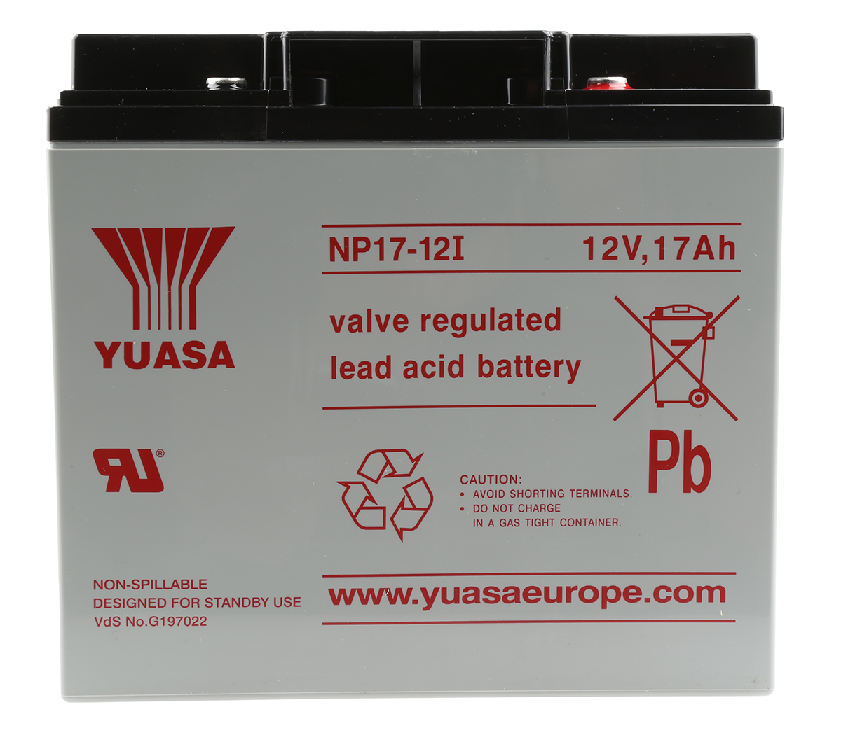 Yuasa 12V Insert M5 Sealed Lead Acid Battery, 17Ah