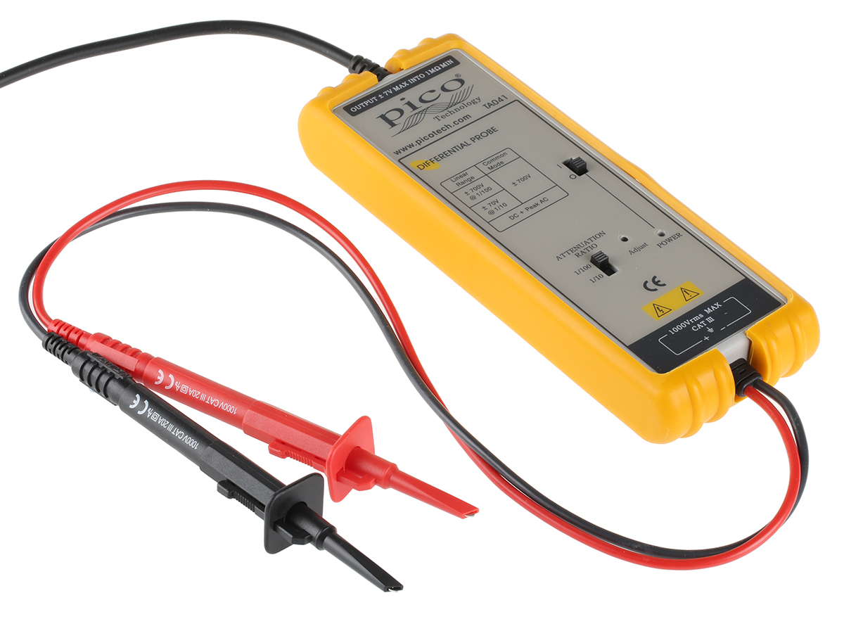 Pico Technology TA Series TA041 Oscilloscope Probe, Differential Type, 25MHz, 1:10, 1:100, BNC Connector