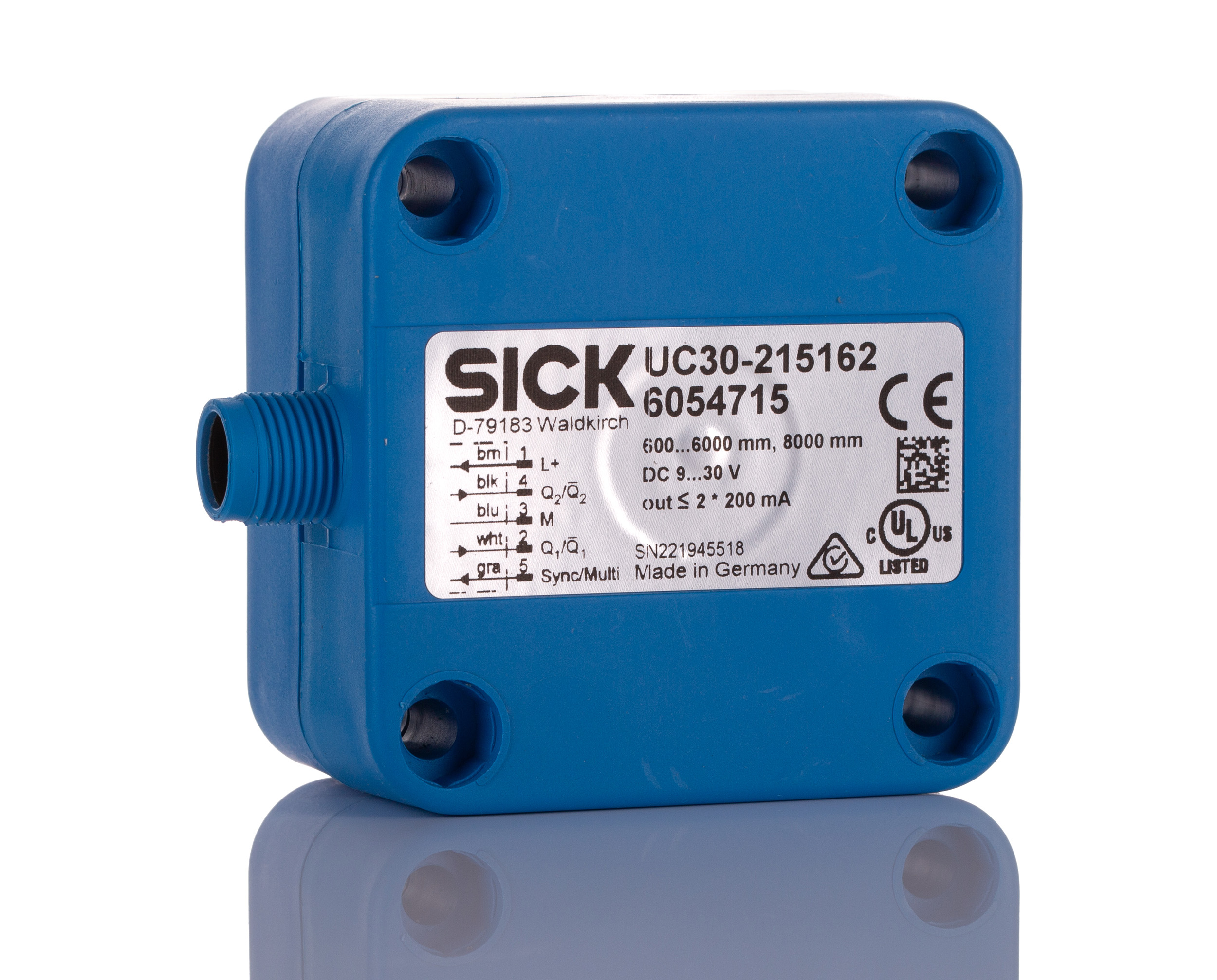 SICK Ultrasonic Block Proximity Sensor, 6 m Detection, PNP NO, 9 → 30 V dc