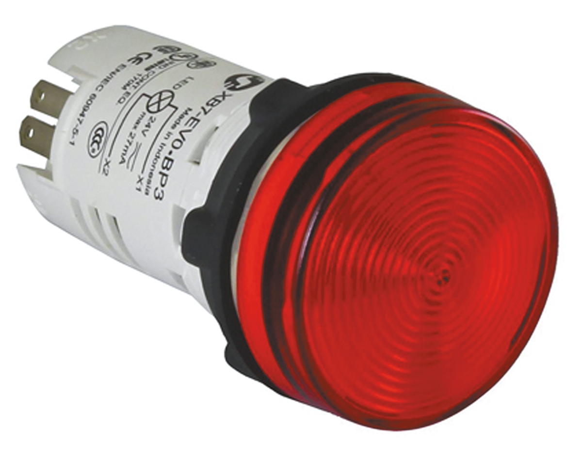 Schneider Electric, Harmony XB7, Panel Mount Red LED Pilot Light, 22mm Cutout, IP20, IP65, Round, 230 → 240V ac