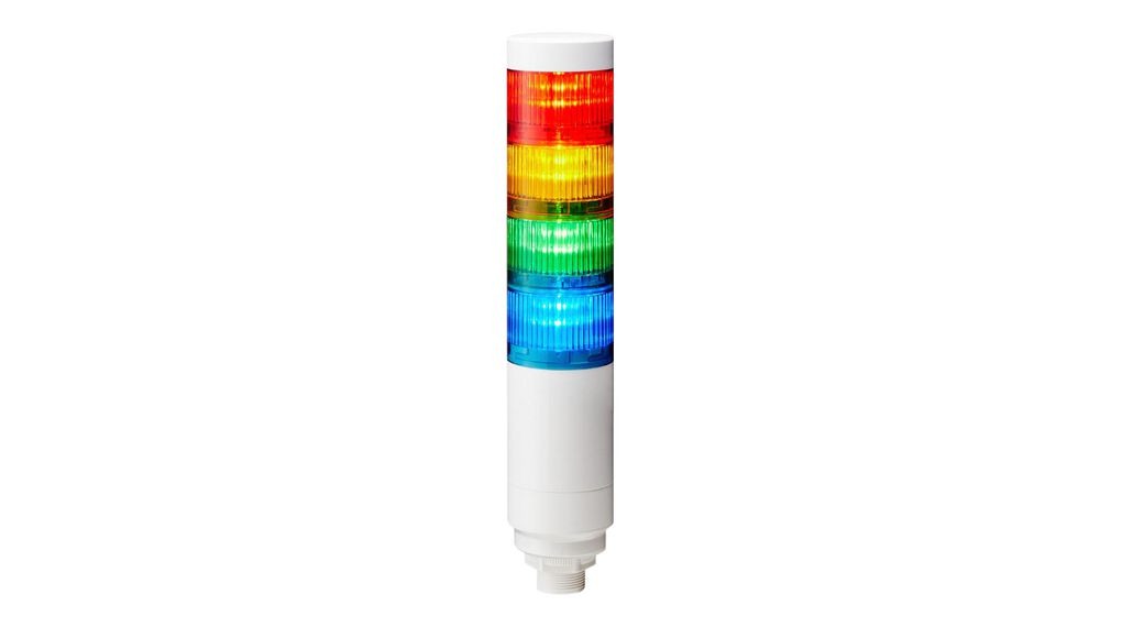 Patlite LR Series Multicolour Signal Tower, 4 Lights, 24 V dc, Nut Mounted