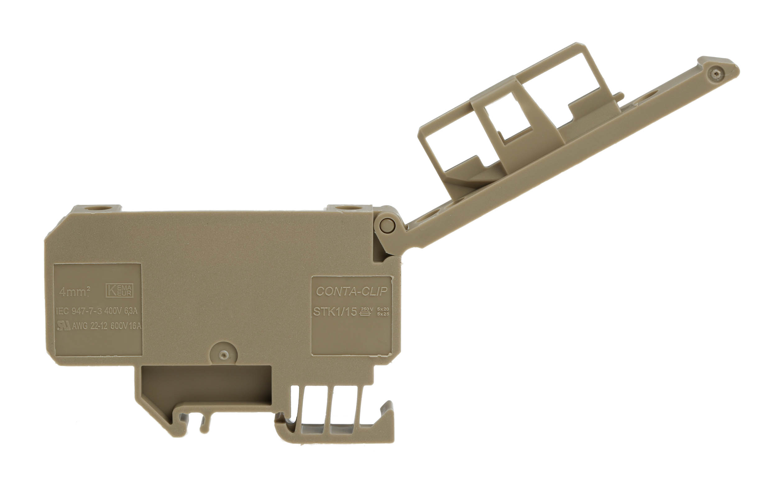 RS PRO 16A Rail Mount Fuse Holder, 600V ac