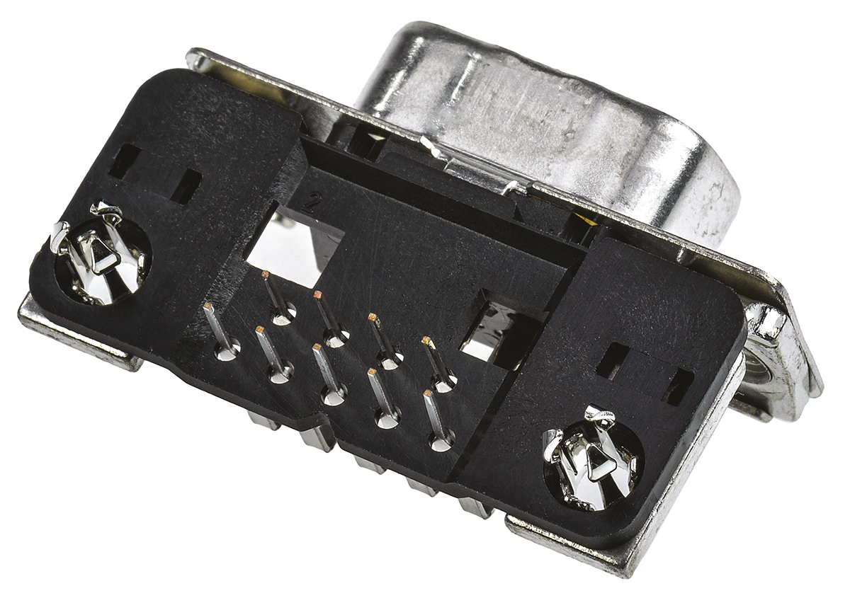 TE Connectivity Amplimite HD-20 9 Way Right Angle Through Hole D-sub Connector Plug, 2.74mm Pitch, with 4-40 UNC