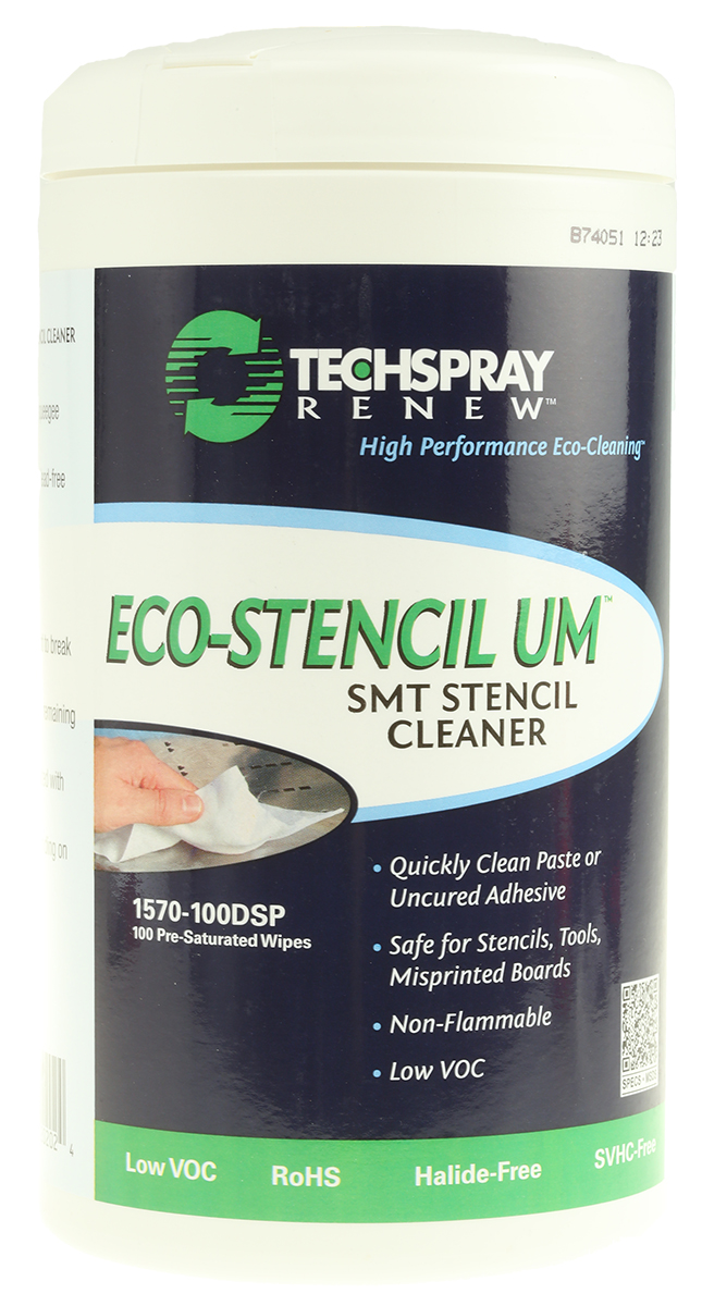 Techspray ECO-STENCIL UM 100 Wipes Tub Flux Remover