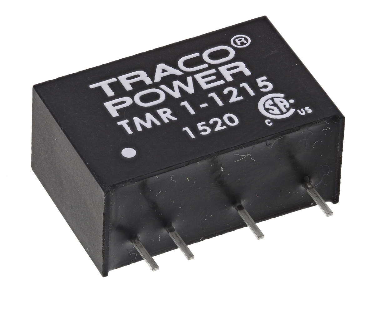 TRACOPOWER TMR 1 DC-DC Converter, 24V dc/ 42mA Output, 9 → 18 V dc Input, 1W, Through Hole, +85°C Max Temp -40°C