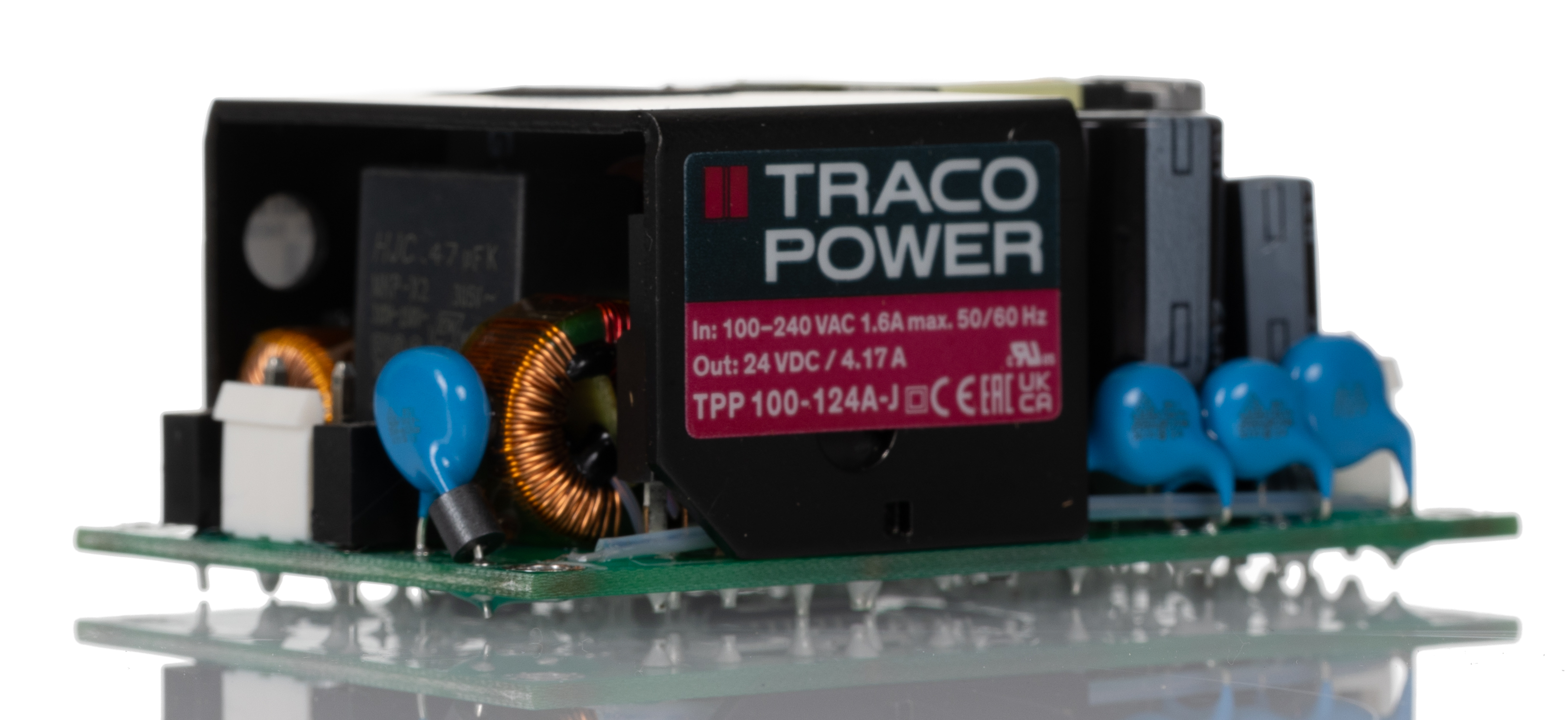 TRACOPOWER Switching Power Supply, TPP 100-124A-J, 24V dc, 4.17A, 100W, 1 Output, 120 → 370 V dc, 85 →