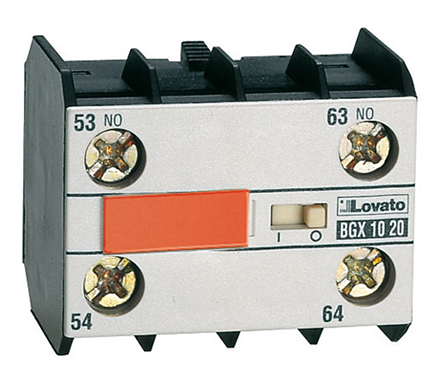 Lovato Auxiliary Contact, 4 Contact, 2NC + 2NO, DIN Rail Mount BG