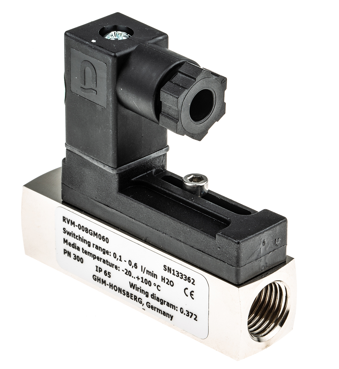RS PRO Piston Inline Flow Switch for Liquid, 0.1 L/min Min, 0.6 L/min Max