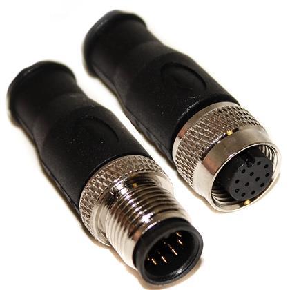 Mueller Electric Male 12 way M12 to Female 12 way M12 Sensor Actuator Cable, 3 m