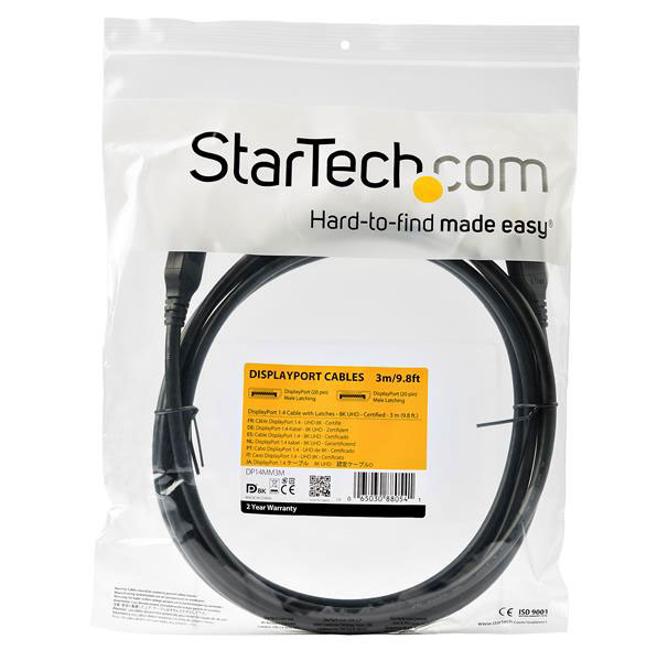 StarTech.com Male DisplayPort to Male DisplayPort, PVC  Cable, 8K @ 60 Hz, 3m