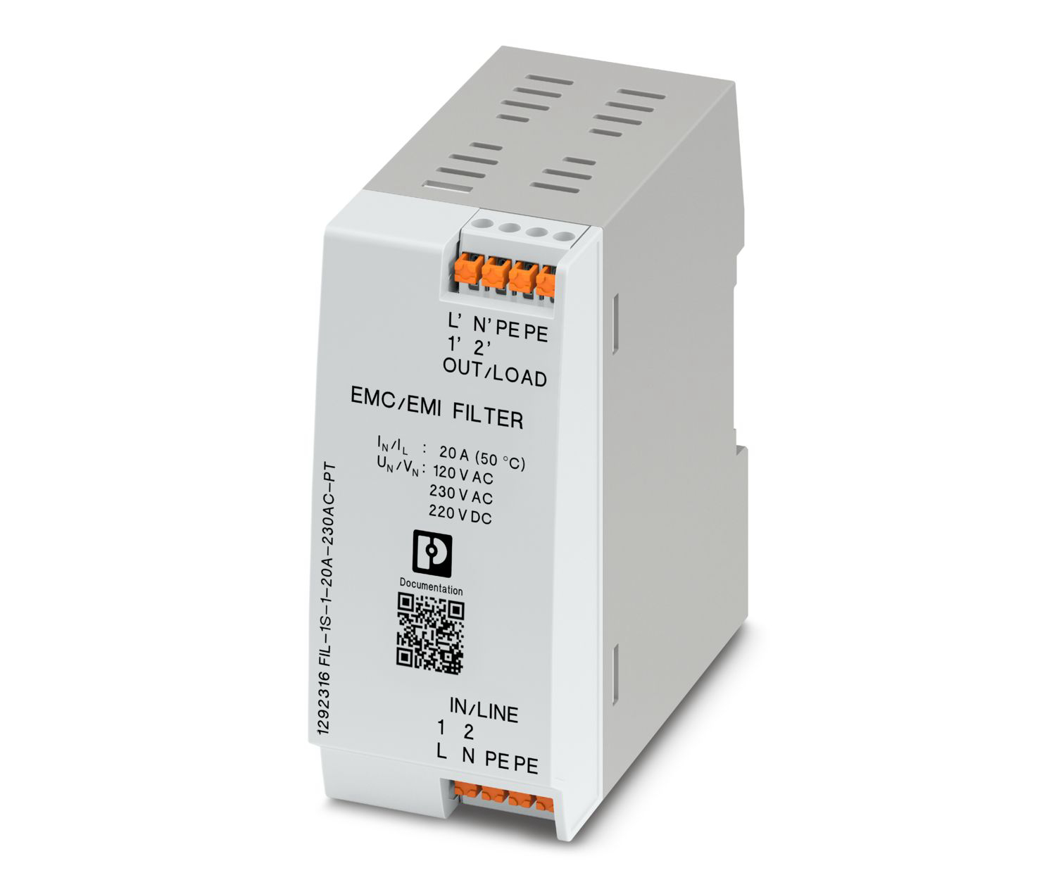 Phoenix Contact 20A 230 V ac, DIN Rail EMC Filter, Single Phase