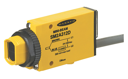 Banner Diffuse Photoelectric Sensor, Block Sensor, 380 mm Detection Range