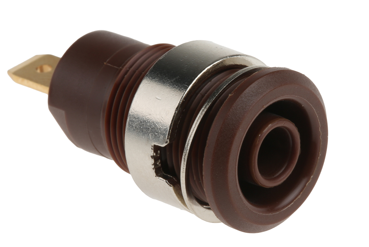 Staubli Brown Female Banana Socket, 4 mm Connector, Tab Termination, 24A, 1000V, Gold Plating