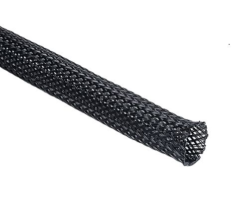 HellermannTyton Expandable Braided PET Black Protective Sleeving, 9mm Diameter, 100m Length, Helagaine HEGP Series
