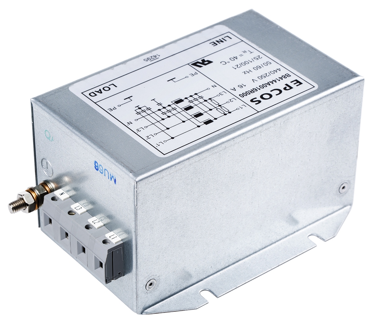 EPCOS, B84144A*R000 16A 250/440 V ac 50 → 60Hz, Flange Mount EMC Filter, Tab 3 Phase