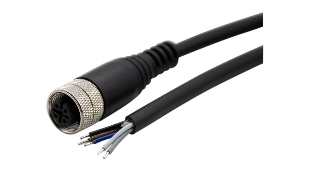RND Female 5 way Straight M12 to Free End Cable Connector Cable, 5 m