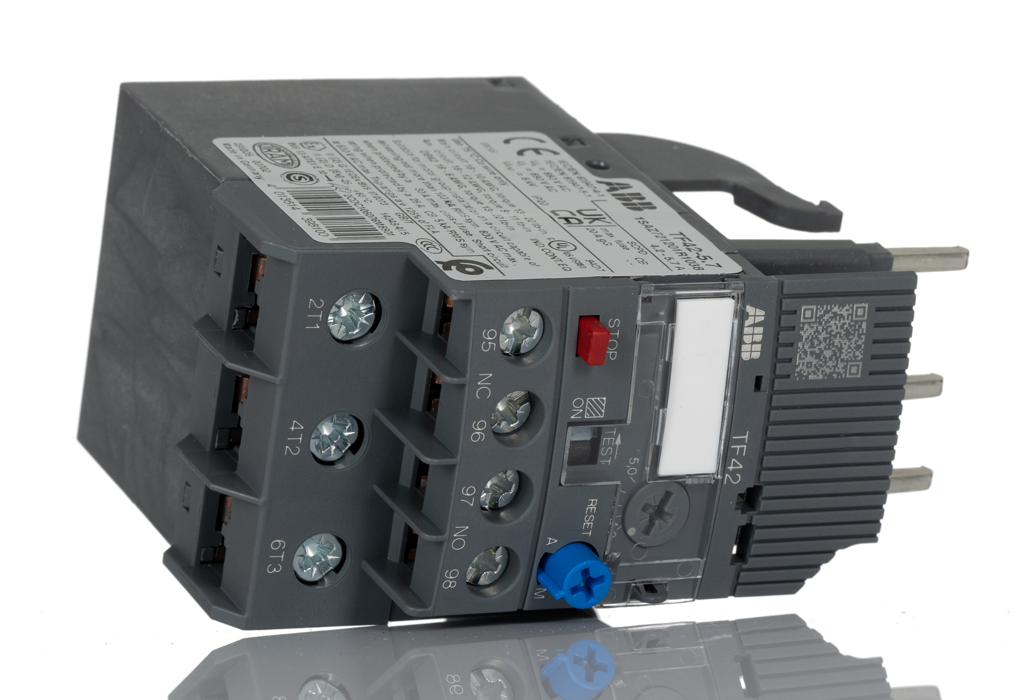 ABB TF42 Thermal Overload Relay 1NO + 1NC, 4.2 → 5.7 A F.L.C, 5.7 A Contact Rating, 2 W, 3P, AF Range