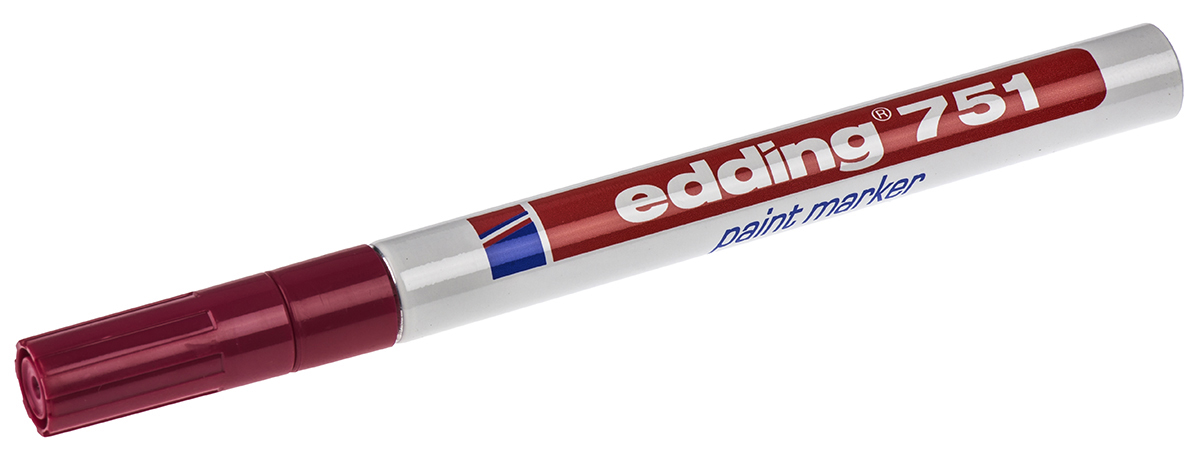 Edding Red 1 → 2mm Fine Tip Paint Marker Pen for use with Glass, Metal, Plastic, Wood