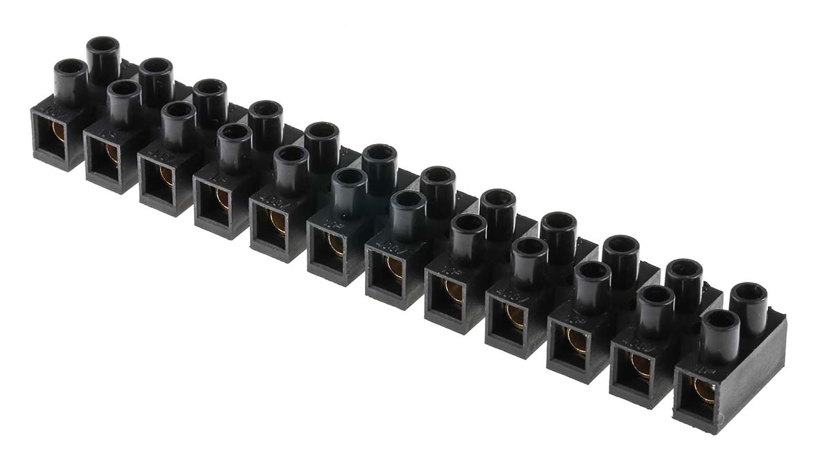 RS PRO Terminal Strip, 12-Way, 57A, 10 mm² Wire, Screw Termination