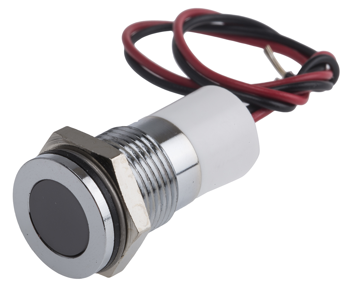 RS PRO White Panel Mount Indicator, 220V ac, 14mm Mounting Hole Size, Lead Wires Termination, IP67