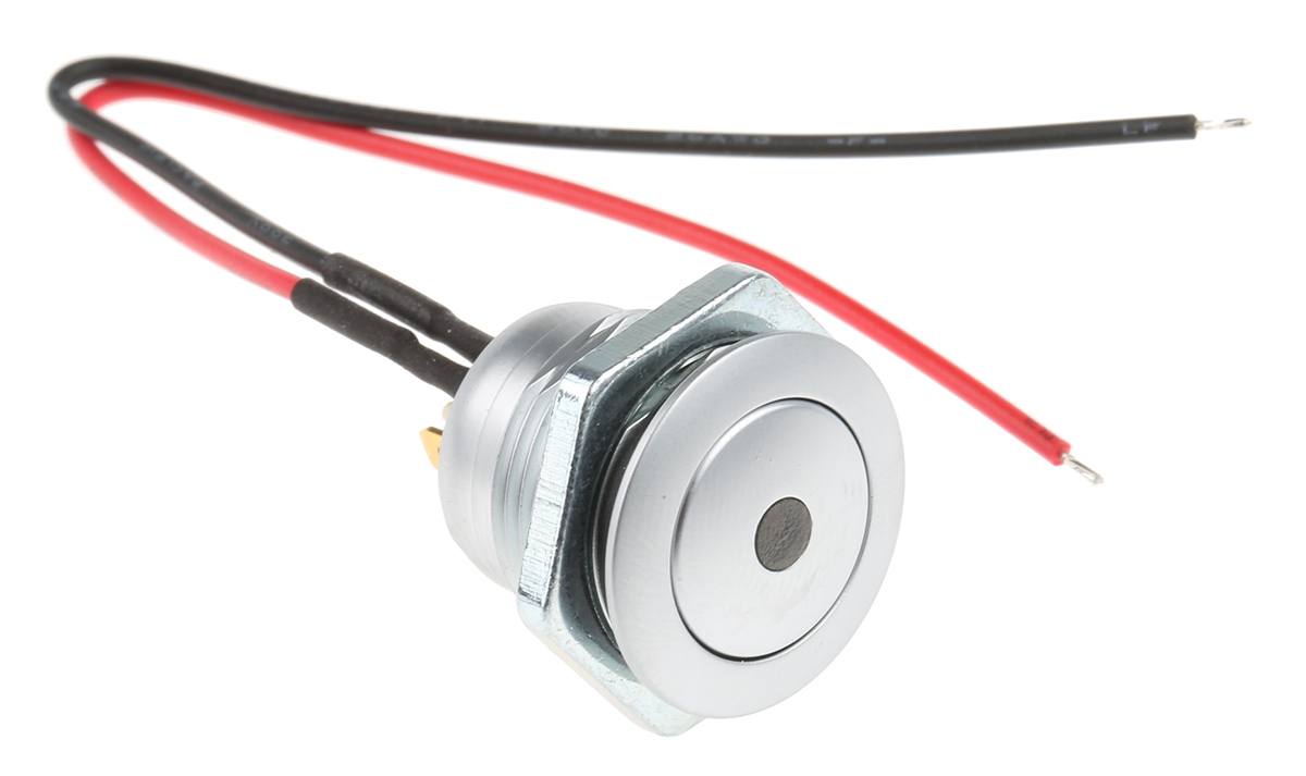ITW Switches 57M Series Illuminated Miniature Push Button Switch, Latching, Panel Mount, 16.1mm Cutout, SPST, Green