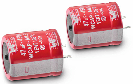 Wurth Elektronik 47μF Aluminium Electrolytic Capacitor 450V dc, Snap-In - 861111484011