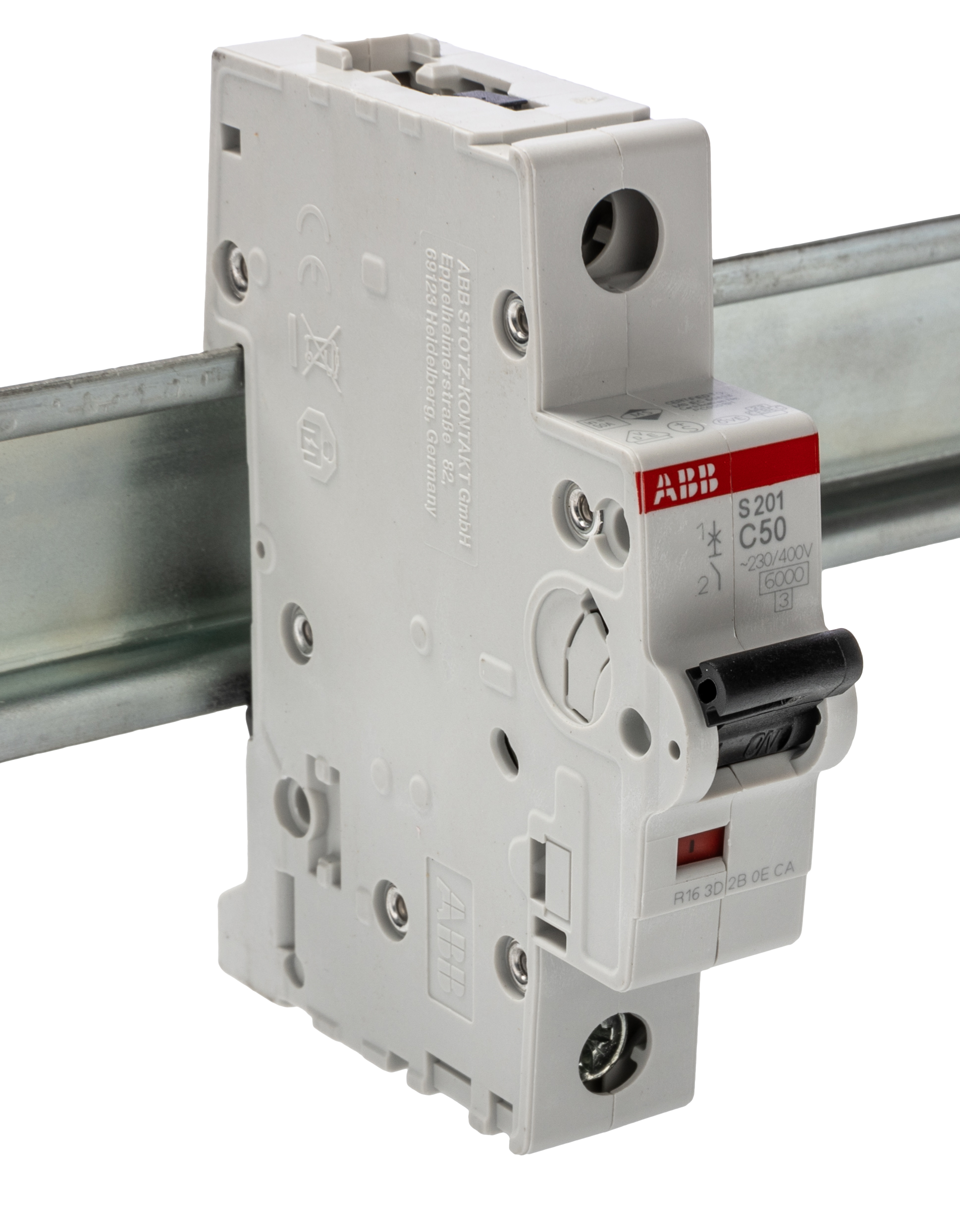 ABB System Pro M Compact S200 MCB, 1P, 50A Curve C, 230V AC, 72V DC, 10 kA Breaking Capacity