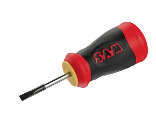 SAM Slotted Stubby Screwdriver, 25 mm Blade, 81.5 mm Overall