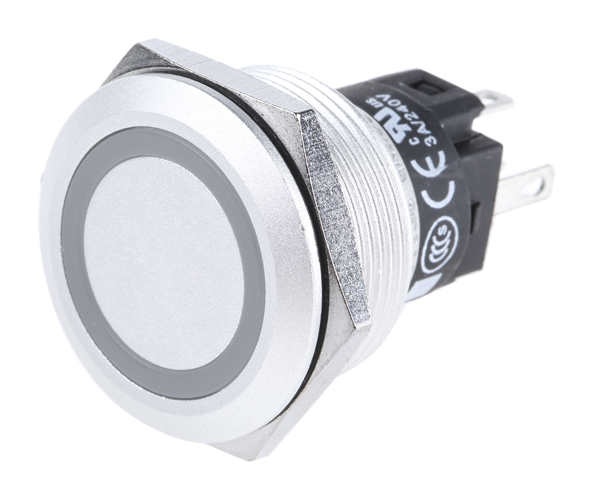 EAO 82 Series Illuminated Push Button Switch, Momentary, Panel Mount, 22.3mm Cutout, SPDT, Green LED, 240V, IP65, IP67