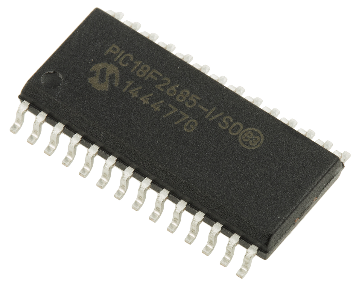 Microchip, 8 bit PIC, PIC18F2685 Microcontroller, 40 MHz, 96kB FLASH, 28-Pin SOIC