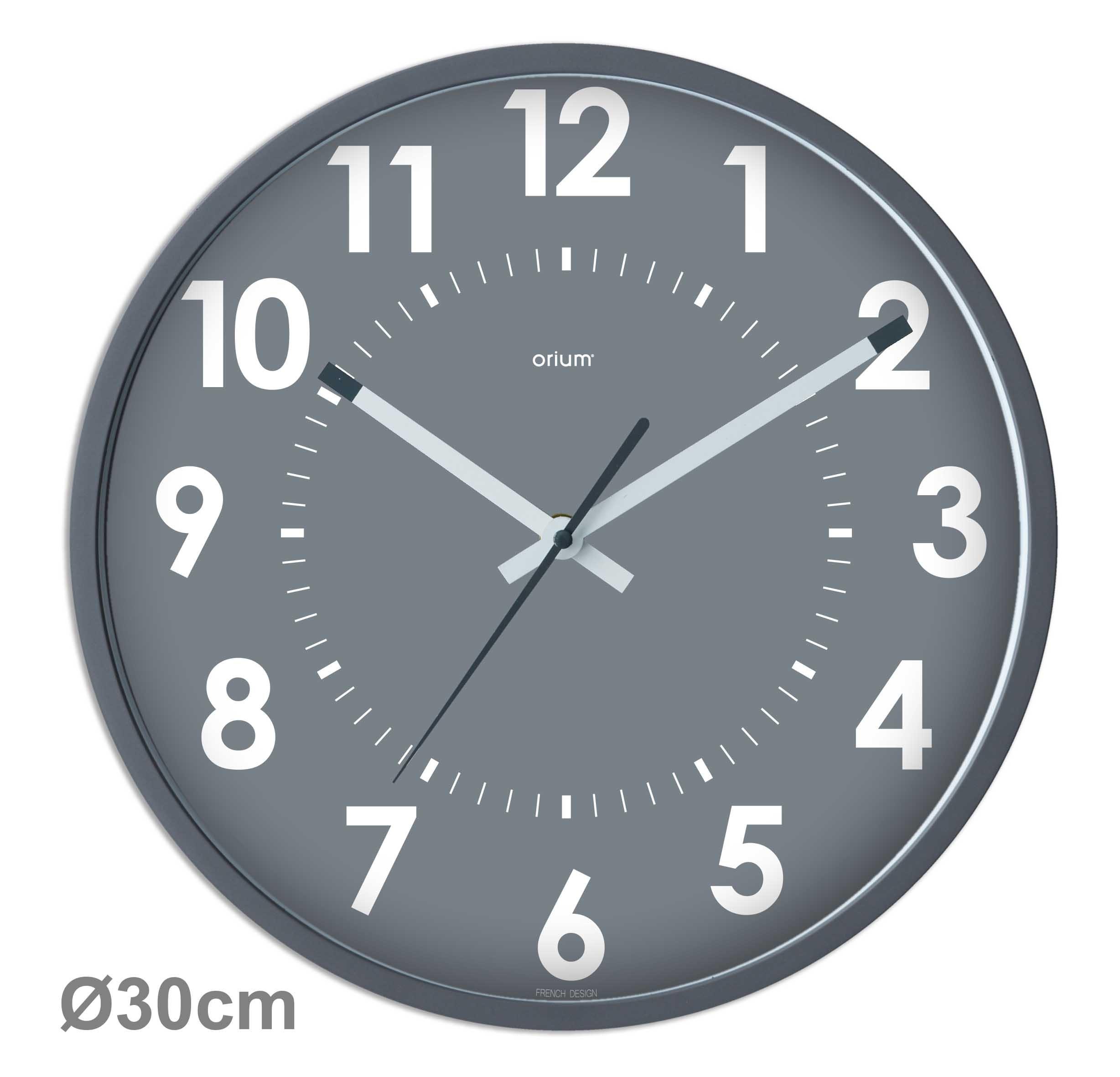Orium Grey Analog Wall Clock, 30cm Diameter
