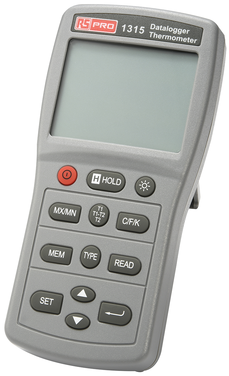 RS PRO 1315 Wired Digital Thermometer, E, J, K, N, R, S, T Probe, 1 Input(s), +1090 (J) °C, +1300 (N) °C, +1370 (K) °C,