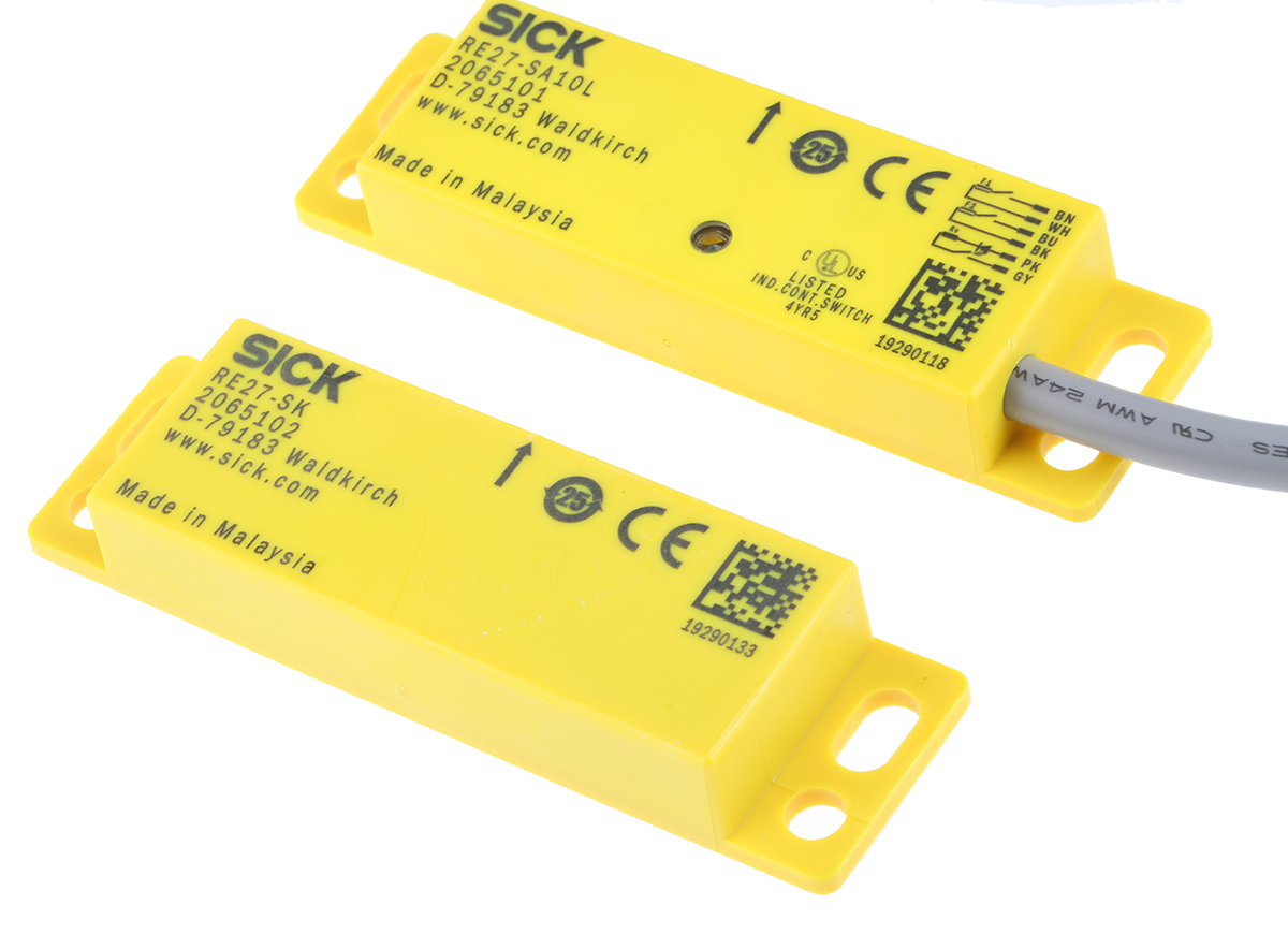 SICK RE27 Series Magnetic Non-Contact Safety Switch, 30V dc, Plastic Housing, 3NO, M12
