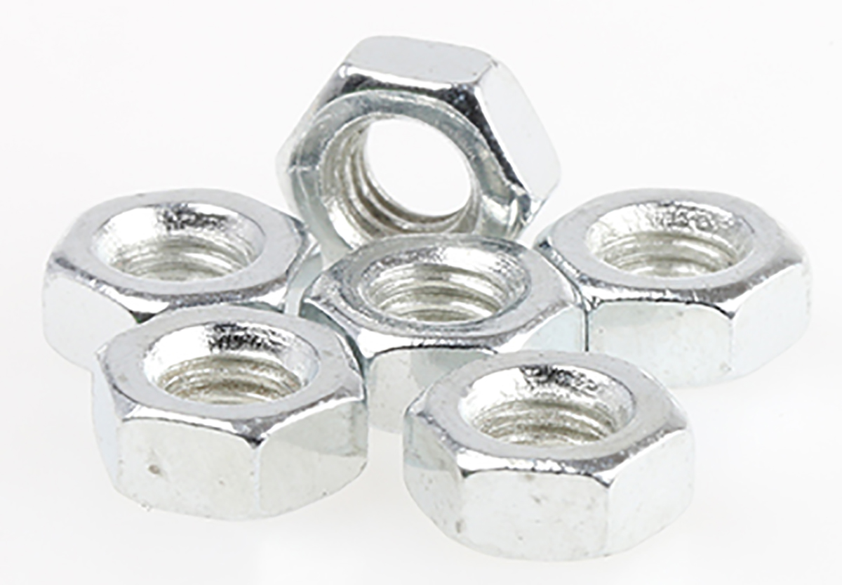 RS PRO, Bright Zinc Plated Steel Hex Nut, DIN 934, M3.5