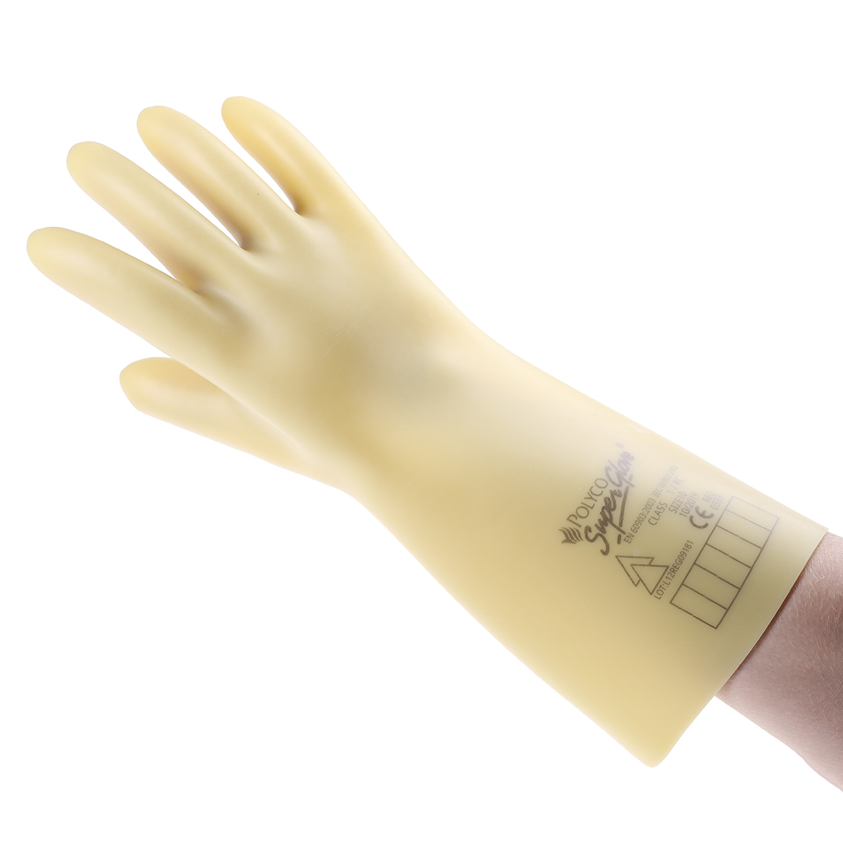 Polyco Healthline Electricians Gloves Yellow Latex Latex Electrical Insulating Gloves, Size 10, Latex Coating