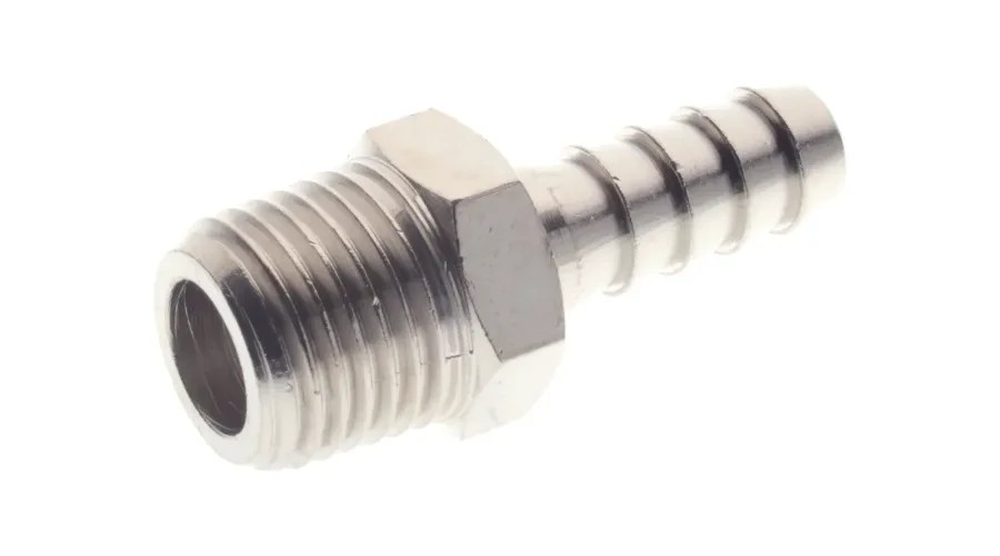 RS PRO Hose Connector, Straight Hose Tail Adaptor, BSPT 0.25in 6mm ID, 100 bar