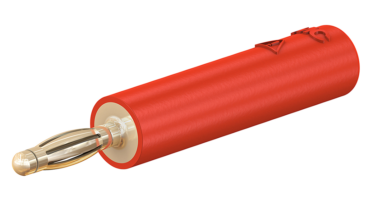 Staubli Red, Male to Female Test Connector Adapter With Brass contacts and Gold Plated - Socket Size: 4mm