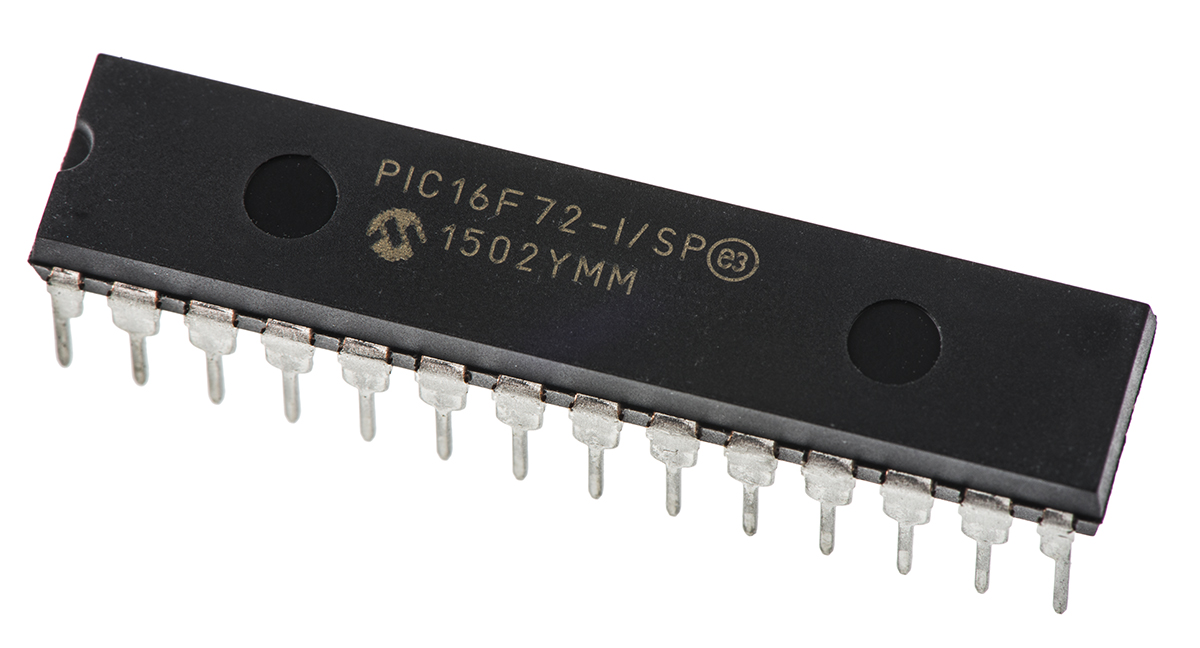 Microchip, 8 bit PIC, PIC16F72 Microcontroller, 20 MHz, 3.5kB FLASH, 28-Pin SPDIP