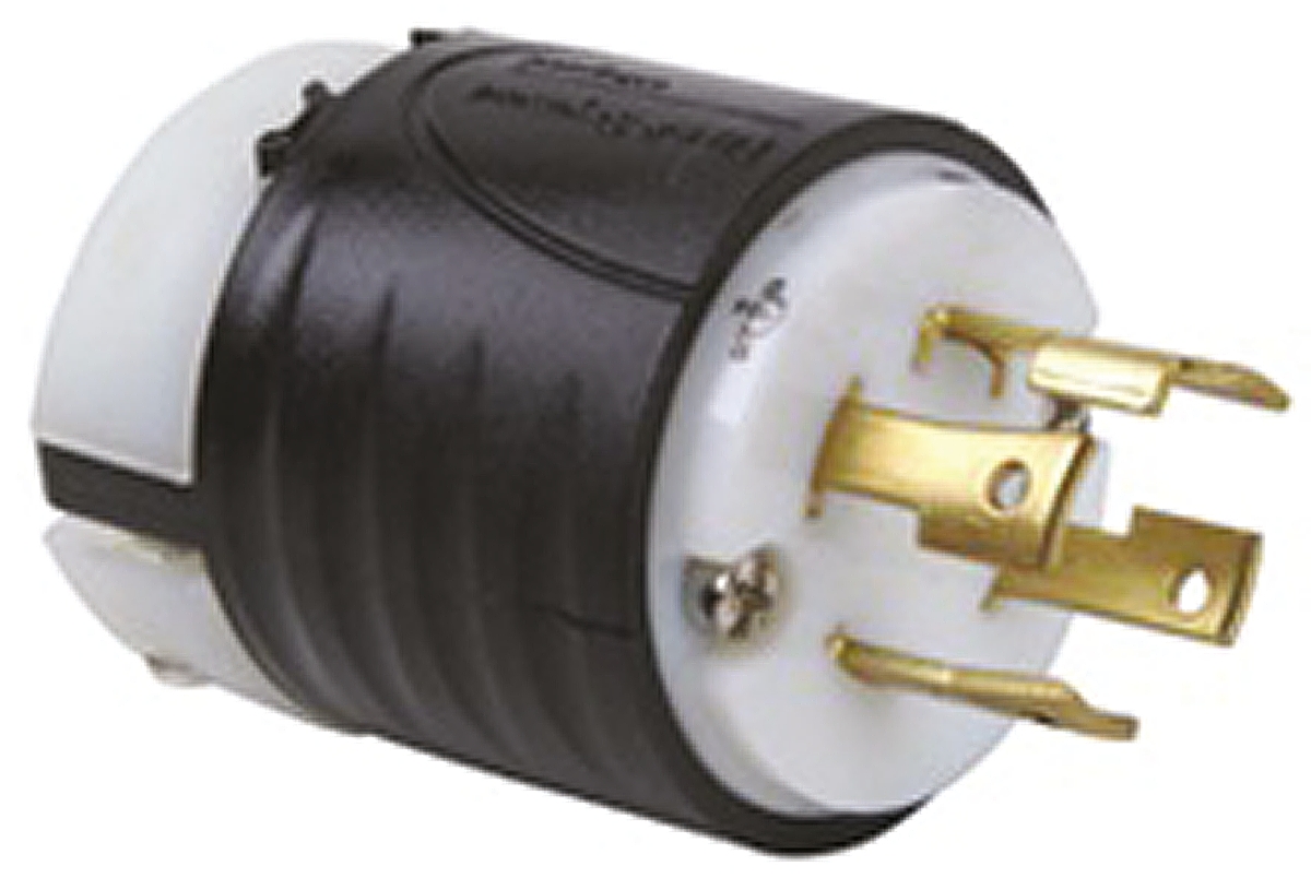 PASS & SEYMOUR USA Mains Plug, 30A Black, White, Cable Mount Nylon Screw, 480 V