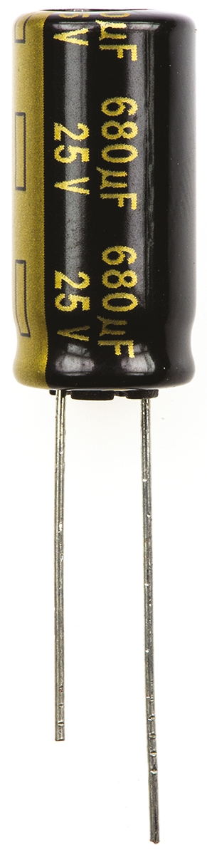 Panasonic 680μF Aluminium Electrolytic Capacitor 25V dc, Radial, Through Hole - EEUFM1E681