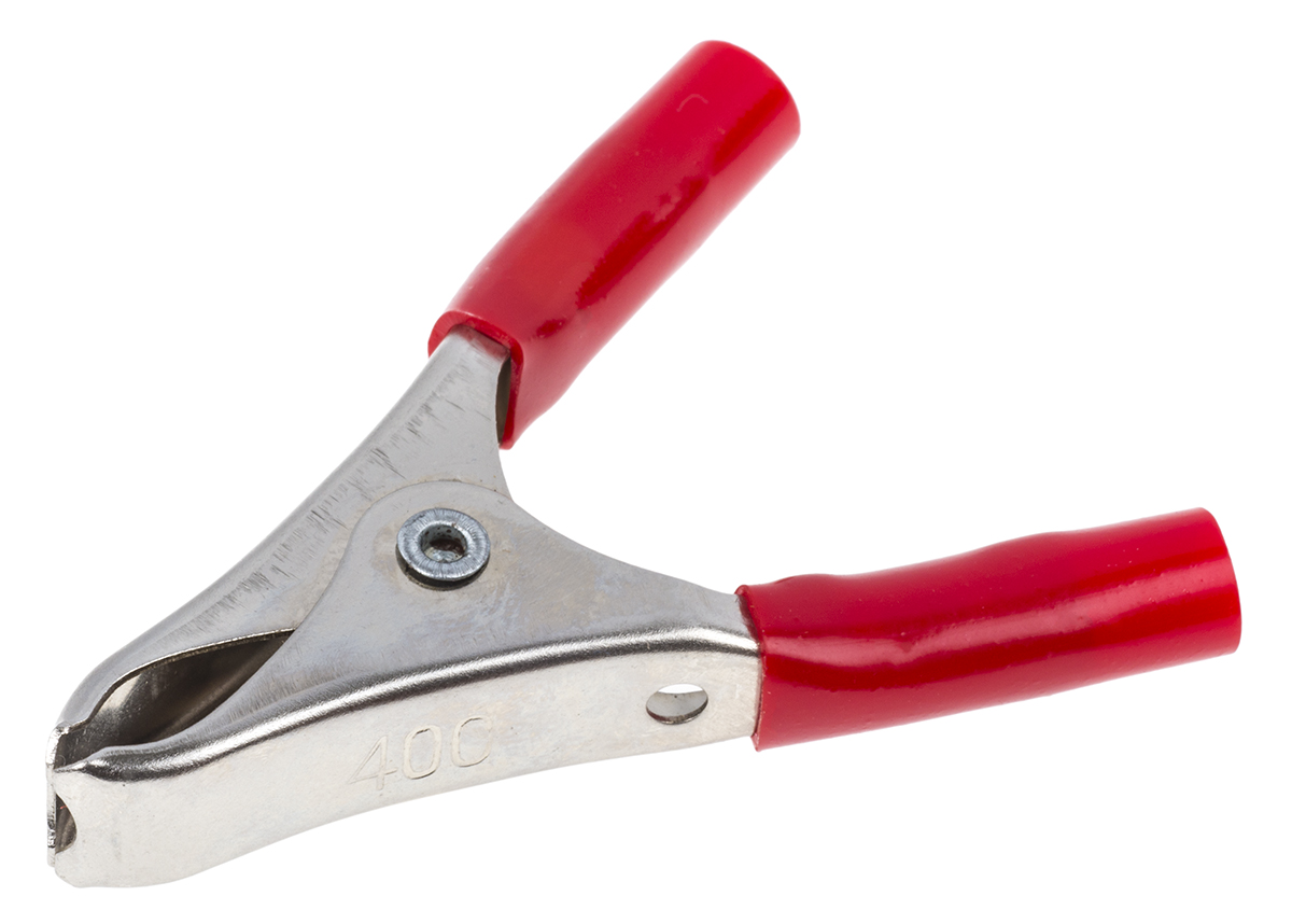 Mueller Electric Crocodile Clip, Copper Contact, 20A, Red