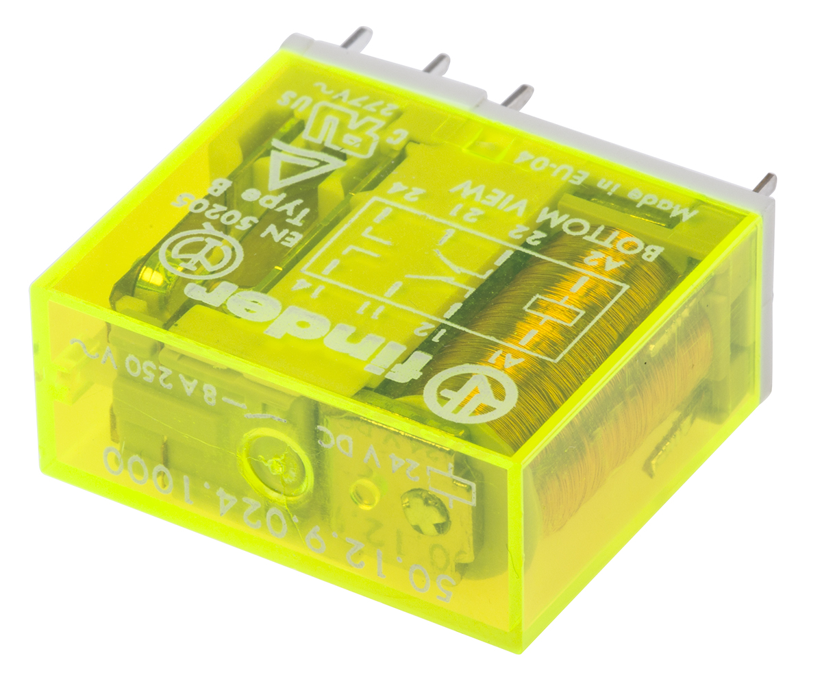 Finder PCB Mount Force Guided Relay, 24V dc Coil Voltage, 2 Pole, DPDT