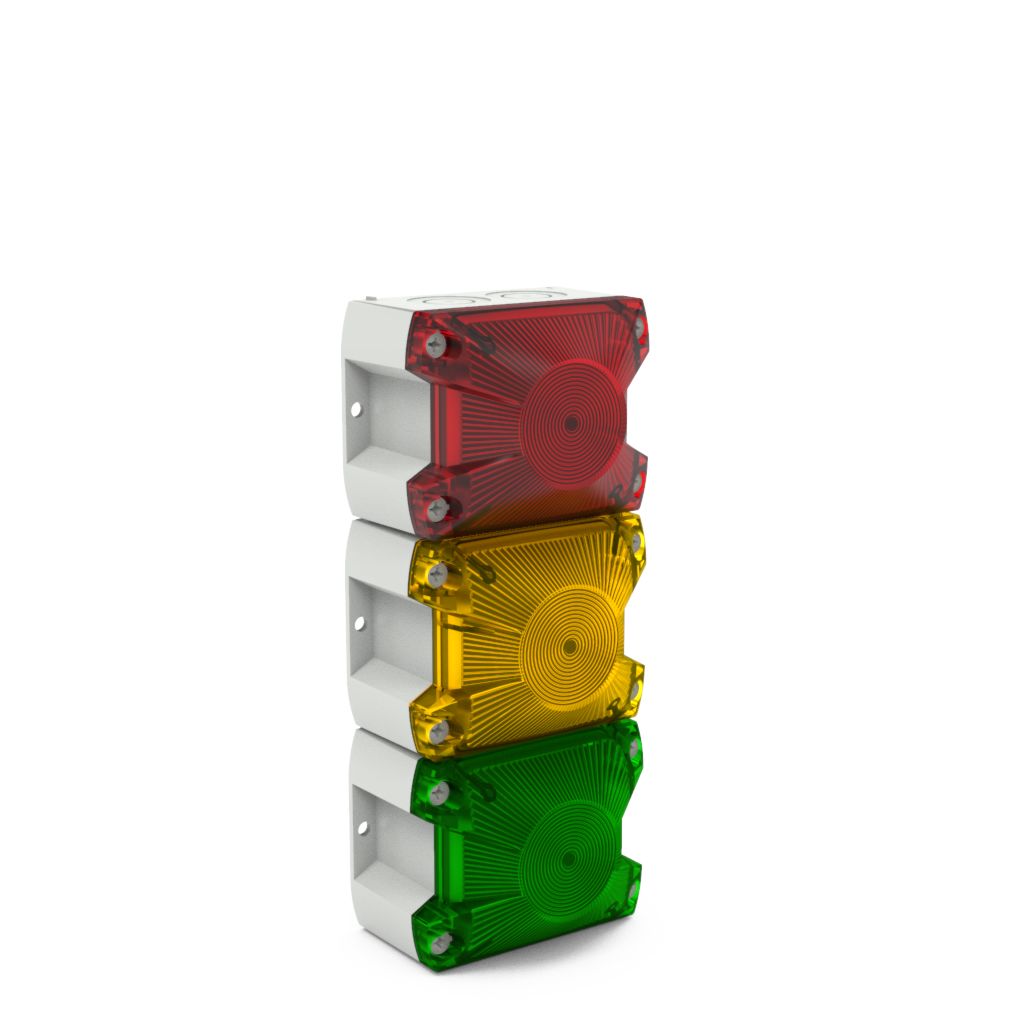 Pfannenberg 21514643055 Series Green, Red, Yellow Signal Tower, 2 Lights, 120 V dc, Base-mounted