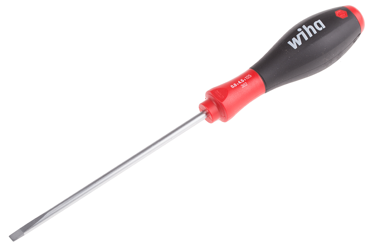 Wiha Slotted  Screwdriver, 4.5 x 0.8 mm Tip, 125 mm Blade, 236 mm Overall