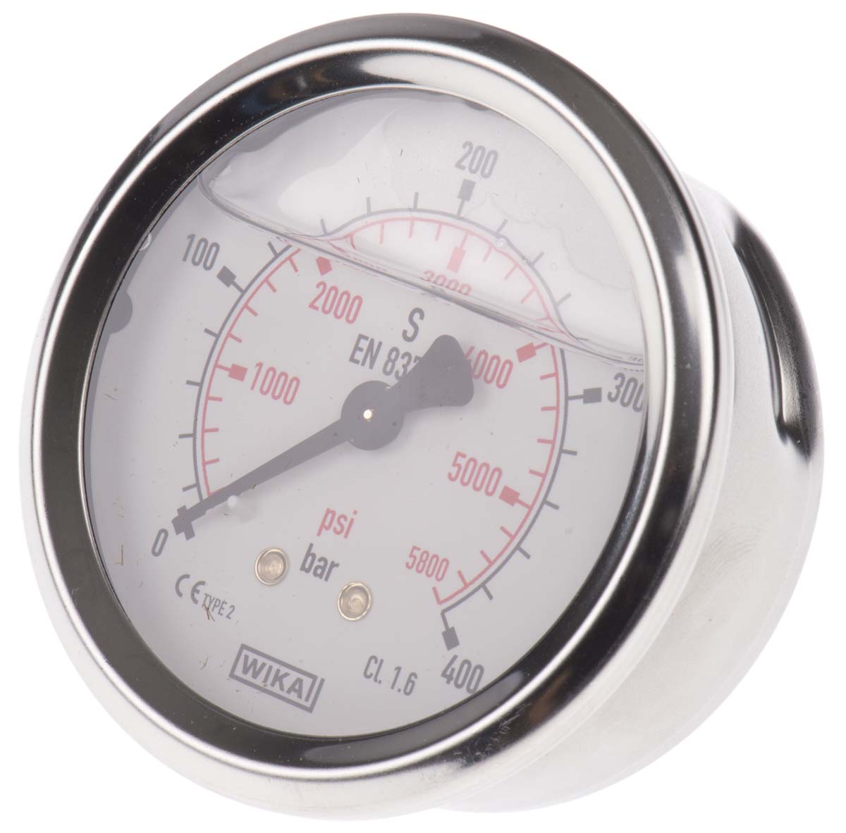 WIKA G 1/4 Analogue Pressure Gauge 400bar Back Entry 63mm Outside Diameter