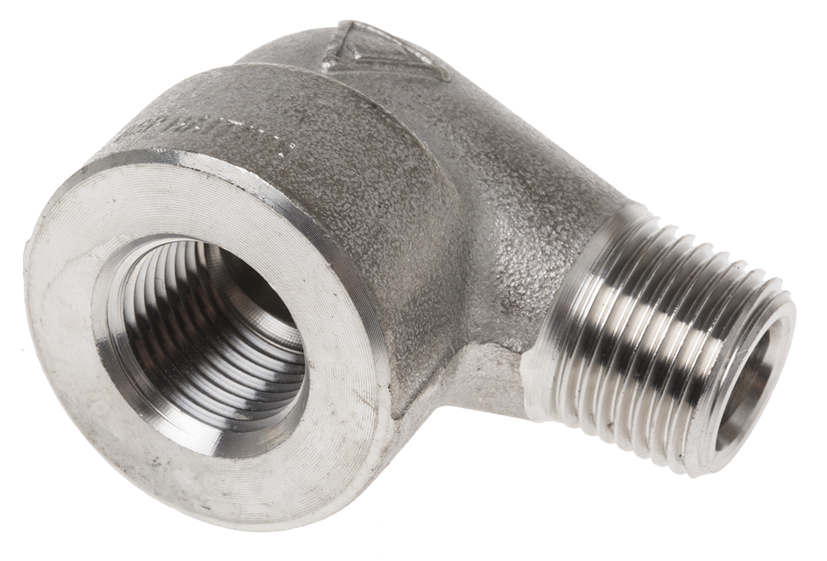 RS PRO Stainless Steel Pipe Fitting, 90° Circular Elbow, Male R 1/2in x Female Rc 1/2in