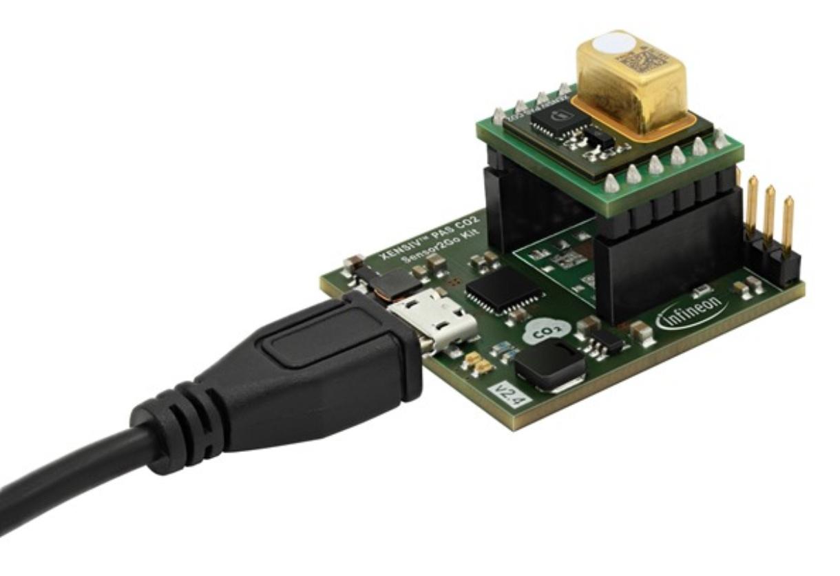 Infineon Quick-Start Guide for XENSIV PAS CO2 Sensor2Go Evaluation Kit Evaluation Board for CO2 Sensor for CO2 Sensor